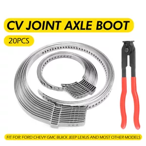 Universal Adjustable Axle CV Boot Joint Crimp Clamps W/ Clamp Tool Pliers 20X - Picture 1 of 19