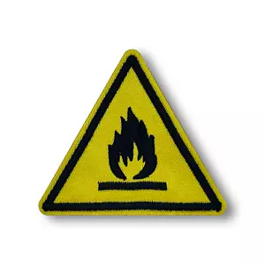 Flammable Warning Sign Patch | Iron-On & Sew-On Patch - Picture 1 of 2