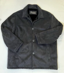 Dockers Premium Microfiber Suede Faux Fur Lined Black Winter Coat Men's XXL - Picture 1 of 9