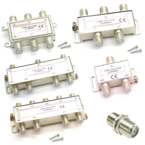 Coaxial Satellite Splitter 2/3/4/5/6/8 Way F Type Screw Connector Virgin Sky TV - Picture 1 of 20