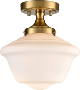 Gold Semi Flush Mount Ceiling Light Modern Schoolhouse Ceiling Light Fixture - Picture 1 of 7