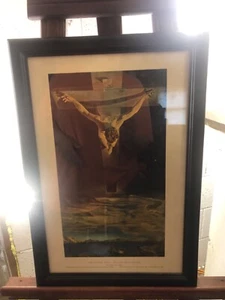Salvador Dali Framed Print Christ On The Cross Rare Vintage - Picture 1 of 6