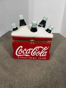 Coca-Cola Flaschen Keramik Kühler klappbare Deckelbox von Houston Ernte Weihnachten - Bild 1 von 12