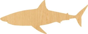 Shark 3 Laser Cut Out Wood Shape Craft Supply - Woodcraft Cutout - Picture 1 of 1
