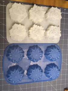 Molde artesanal para magdalenas de girasol y rosa jabón de silicona para hacer cupcakes bandeja helada - Imagen 1 de 8