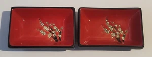 Vintage Visun China rot & schwarz Kirschblüten Baum Codiment, Dipp Saucen Tablett - Bild 1 von 6