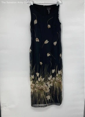 Scarlett Womens Black Floral Lined Sleeveless Round Neck Shift Dress Size 10 - Image 1 of 4