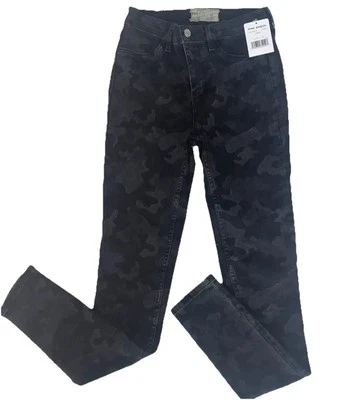 Free People Printed High-Rise Long aLean Denim Pants  Women’s  Sz. 26 Green Camo - Image 1 of 4