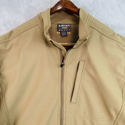 Ariat Rebar Stretch Canvas Softshell Work Jacket Mens XL Tall Beige Farm Ranch - Image 1 of 4