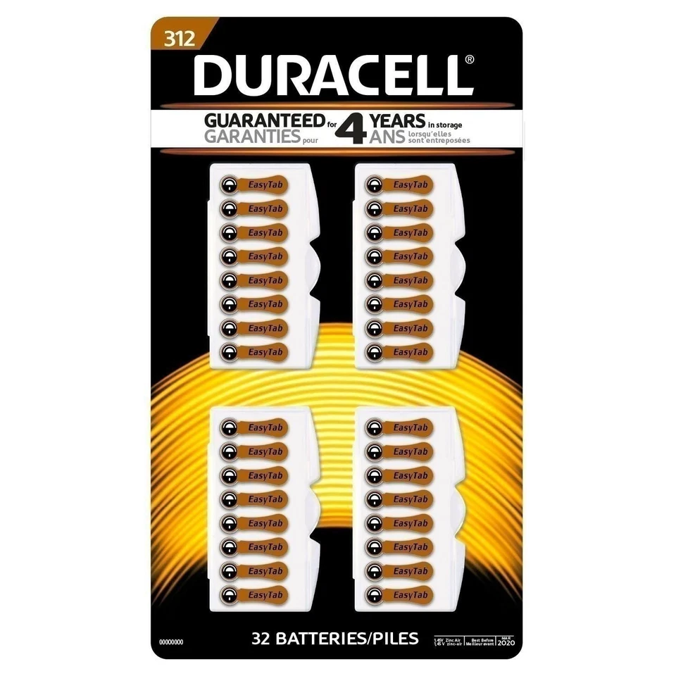 Pilas de audífonos Duracell tamaño 312, 32 unidades Foto 1 de 1