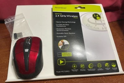 GEAR HEAD OPTICAL 2.4GHz WIRELESS MOUSE RED. MP2750RED - Image 1 of 3