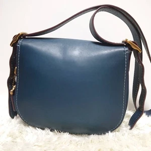 Bandolera vintage Coach 1941 Saddle Bag 23 20115 cuero curtido azul - Imagen 1 de 9