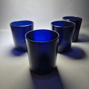  4 Cobalt Blue Tumblers Small Old Fashioned Glasses Italy Vintage 150ml Barware - Picture 1 of 8
