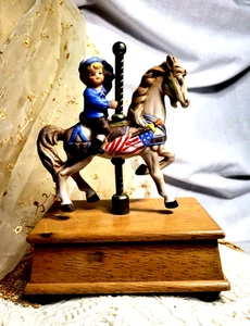 *Rare* Boy Riding Aldon Carousel Bisque Horse-Music Box not Working - Picture 1 of 4