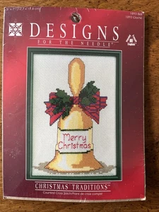 Designs for the Needle #1893 Merry Christmas Bell Cross Stitch Kit 5"x7" - Picture 1 of 2