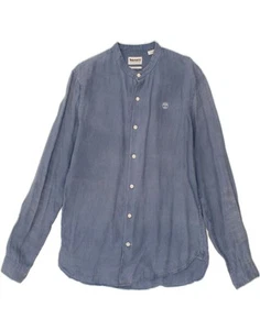 TIMBERLAND Mens Slim Fit Shirt Small Navy Blue Linen CG01 - Picture 1 of 4
