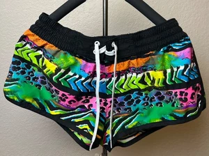 Pantaloncini corti da donna Op vintage anni 90 Ocean Pacific neon multicolore medi - Foto 1 di 8