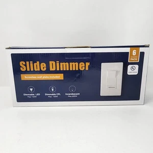 Amico (6er Pack) Dimmer Lichtschalter, einpolig oder 3-fach Schiebedimmschalter - Bild 1 von 12