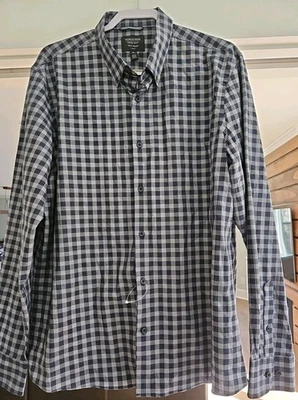 Camisa masculina Nordstrom Shop Tech-Smart acabamento ajuste manga longa botão GG - Imagem 1 de 4