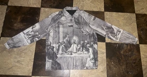 Chaqueta Hellpur Para Hombre XL Grande Negra Blanca Estampado La Última Cena Hipster Cremallera Delgada - Imagen 1 de 19