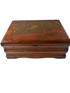 Vintage Decoupaged Wood Flatware Box Basket Flowers Rustic Distressed Primitive - Picture 1 of 17