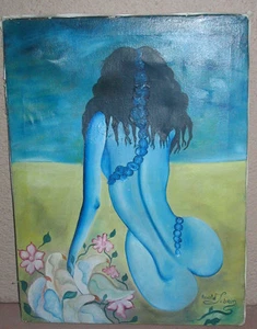 Haitian Beauty: Original Haitian Painting by Harold LeBrun, signed, 16" x 12" - Picture 1 of 1