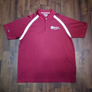 PGA Authentic Performance Polo/Camicia da Golf Uomo, Rosso e Bianco XL - Foto 1 di 9