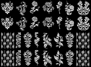 Art Deco Flowers 30 pcs White Fused Glass Decals - Picture 1 of 2