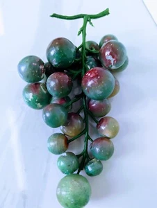 Vtg Hard To Find Color Combo Green & Red Stone Alabaster Grape Cluster - Picture 1 of 10