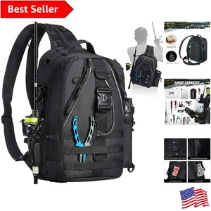 Comfortable Fishing Tackle Bag with Large Storage Capacity & Molle Straps - Picture 1 of 9