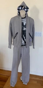 John Galliano Big Boys 14 16 Gray 2 PC Tracksuit Set Hooded Jacket Jogger Pants - Picture 1 of 12