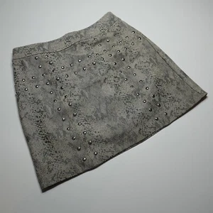 Bar III Skirt Womens Small Studded Snake-Print Faux-Suede Mini Ethereal Earth - Picture 1 of 15