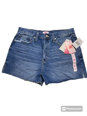 Shorts jeans Juicy Couture Anna relaxado tamanho 29 remendo de coração lavagem média NOVO - Imagem 1 de 4
