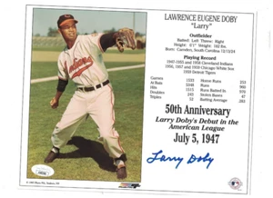 Larry Doby Cleveland Indians HOF Signed 8x10 Photo Card JSA - Picture 1 of 1