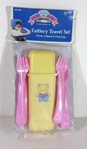 Baby King SET POSATE DA VIAGGIO 2 cucchiai 2 forchette e custodia bambino bambini bambino - Foto 1 di 8