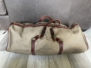 Bolso de Lona Vintage Holanda Cuero Marrón Hecho a Mano EE. UU. Sillín Weekender Usado - Imagen 1 de 12