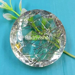 Lab-Created 180-185 Ct Certified Golden Rutilated Quartz Round Cut Gemstone 24N - Picture 1 of 9