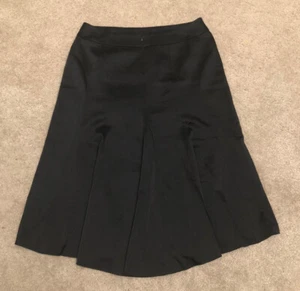 Ann Taylor Wmn sz 8 Lined Black Silky Wool Blend Knee Length Flutter Back Skirt - Picture 1 of 11