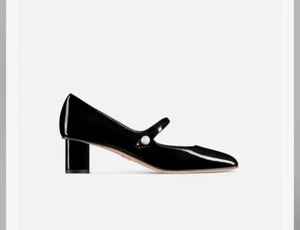 Christian Dior $1,100 Jolie Dior Pump Black Patent Calfskin 37.5 - Picture 1 of 17