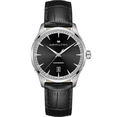 Reloj para hombre Hamilton Jazzmaster automático ST acero esfera negra correa de cuero H32475730 Foto 1 de 3