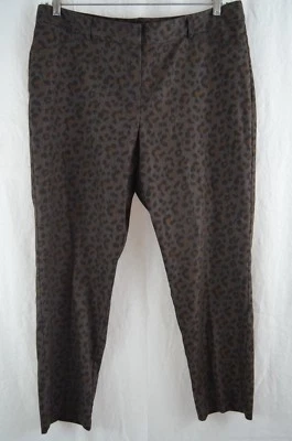 Larry Levine tamanho 16 estampa animal marrom preto frente plana perna reta em excelente estado usado - Imagem 1 de 4