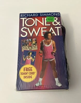 Richard Simmons TONE & SWEAT VHS Tape Workout 1994 w/TONIN CORD New Sealed - Image 1 of 4