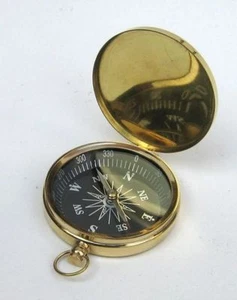 3" BRASS COMPASS WITH COVER - POCKET COMPASS - SCOUT- HIKING - CAMPING - Picture 1 of 1