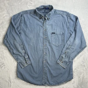 VTG Pendleton Dress Denim Shirt Mens Large Blue Button Down Long Sleeve Tencel - Picture 1 of 17