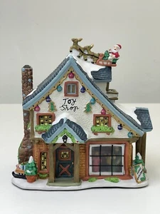 Carole Towne 2002 Christmas Village Toy Shop Lemax Ceramic Holiday Light Santa - Picture 1 of 11