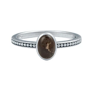 925 Sterlingsilber Oval Cabochon Rauchquarz Edelstein Ring Größe US 4 bis 8 - Bild 1 von 4