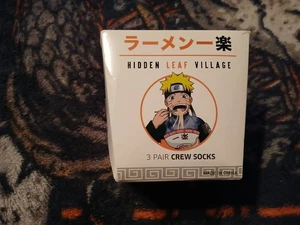 Naruto Shippuden Hidden Leaf Village Ramen Size 10-13 Men's Socks 3-Pack NEW - Picture 1 of 4