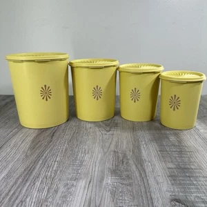 Tupperware Servalier Canister Set Of 4 805-807-809-811 Sunshine Yellow With Lids - Picture 1 of 15