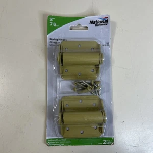 New 2-pack National Hardware BakEnamel Brass 3" Spring Tension Hinges N114-785 - Picture 1 of 3