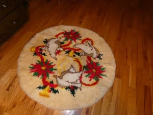 Paloma Gancho Cierre Árbol de Navidad Falda o Alfombra Vintage Hecho a Mano 45" - Imagen 1 de 5